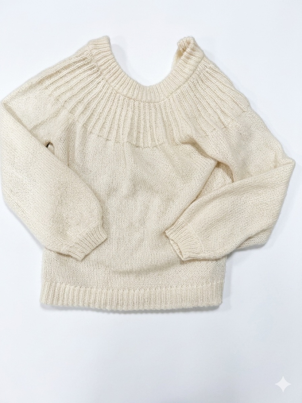 LC Lauren Conrad Cream/Metallic Knit Smocked Mock Neck Sweater M